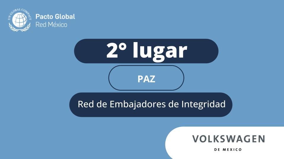Prix ​​Volkswagen Mexique LOGRA décerné par le Pacte mondial des Nations Unies pour sa contribution à l'intégrité de l'entreprise